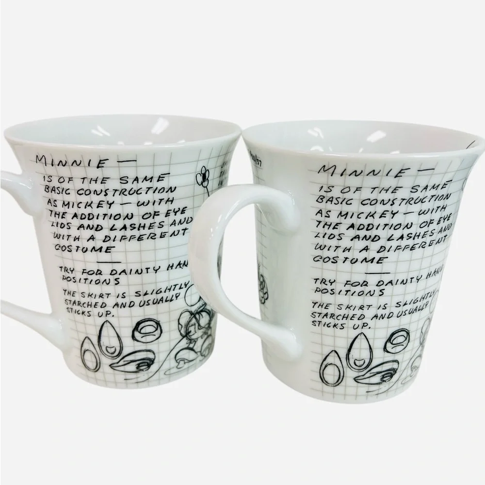 Tracey Porter Coffee Tea Mugs Disney Sketch Book Minnie Mouse Set of 2